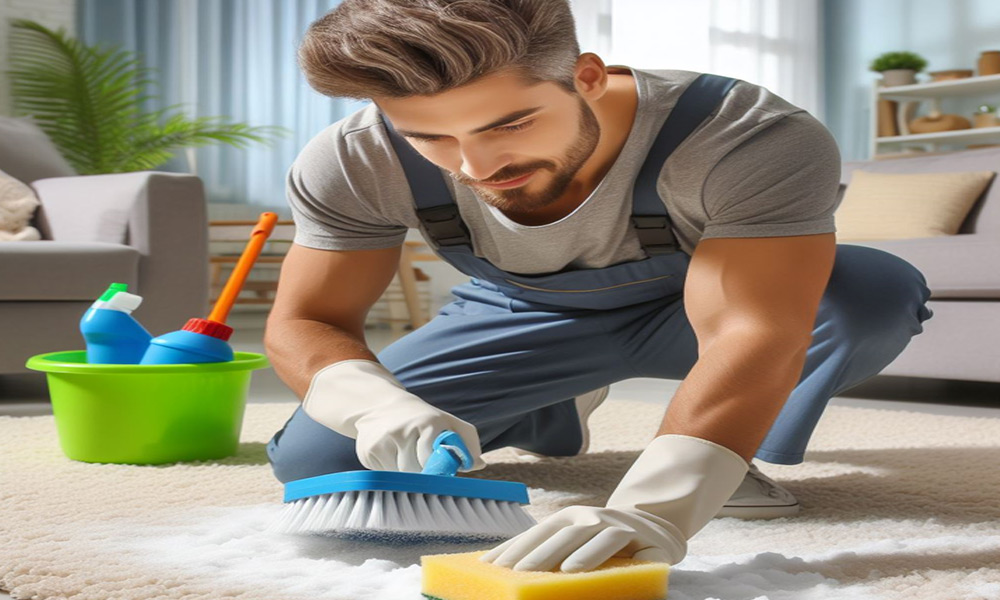 روش های خانگی پاک کردن لکه سیاه فرش کرم و روشن