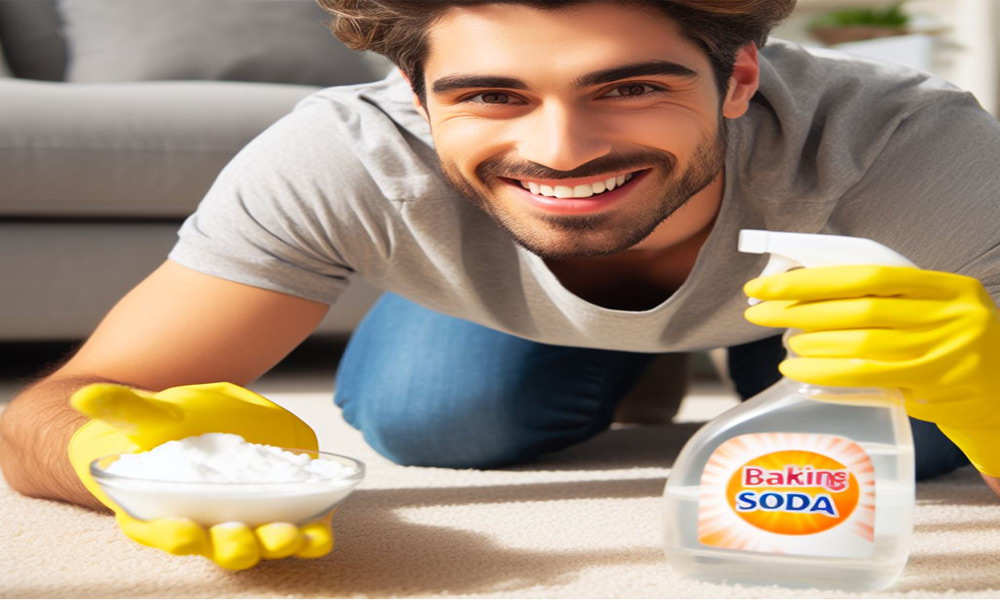 پاک کردن لکه سیاه فرش کرم و روشن