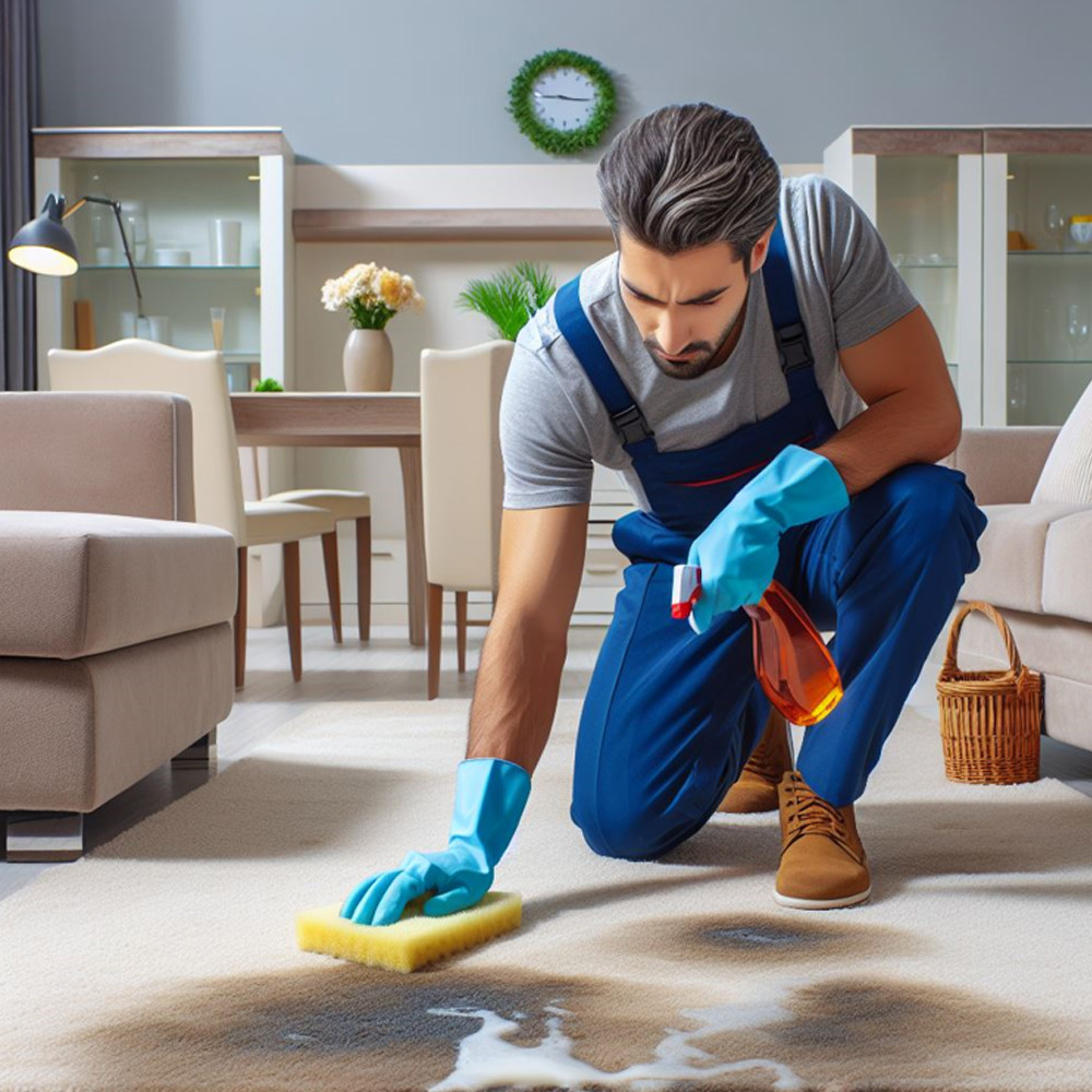 پاک کردن لکه سیاه فرش کرم و روشن